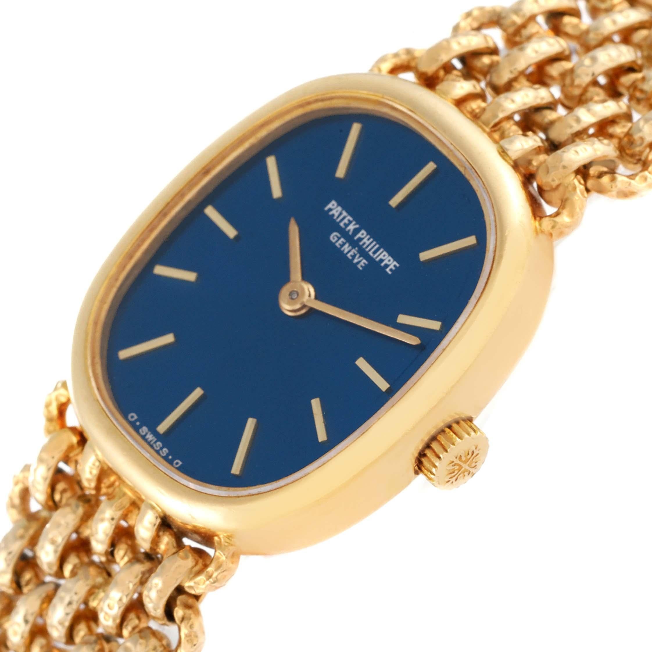 Patek Philippe Golden Ellipse 18k Yellow Gold Blue Dial Ladies Watch 4464 1
