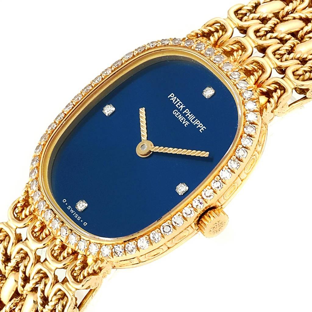 Patek Philippe Golden Ellipse 18 Karat Yellow Gold Blue Dial Ladies Watch 4698 1