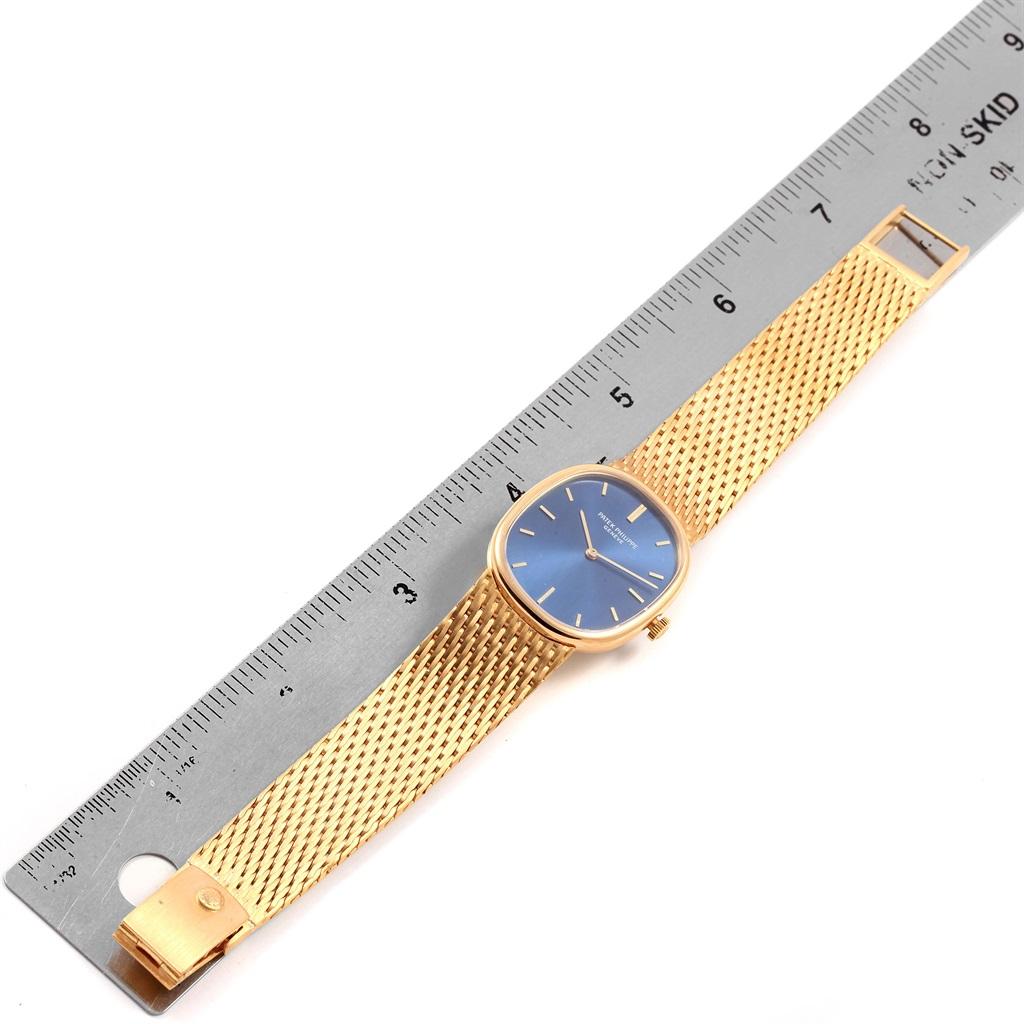 Patek Philippe Golden Ellipse 18 Karat Yellow Gold Blue Dial Men's Watch 3548 For Sale 7