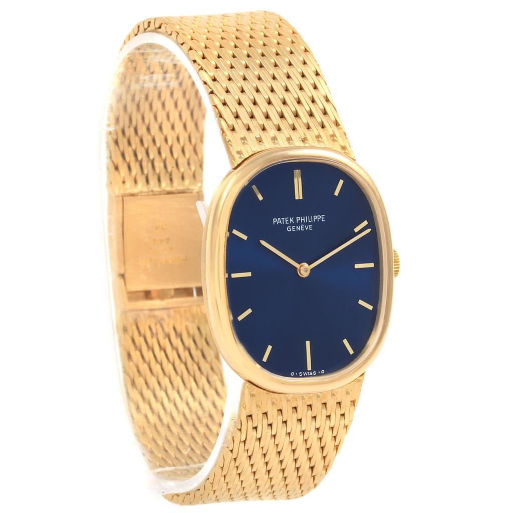 Patek Philippe Golden Ellipse 18 Karat Yellow Gold Blue Dial Men's Watch 3548 For Sale 1