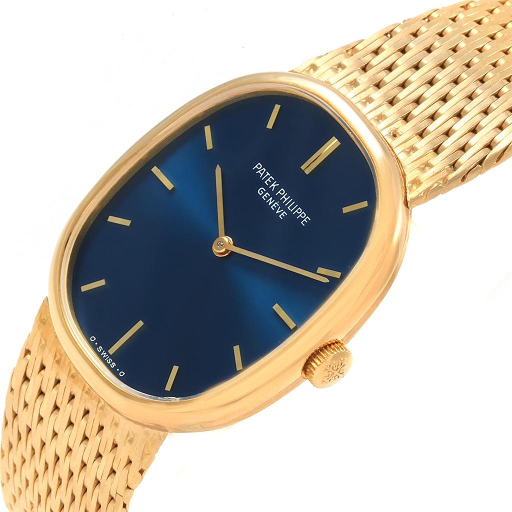 Patek Philippe Golden Ellipse 18 Karat Yellow Gold Blue Dial Men's Watch 3548 For Sale 2