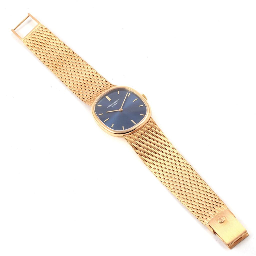Patek Philippe Golden Ellipse 18 Karat Yellow Gold Blue Dial Men's Watch 3548 For Sale 6