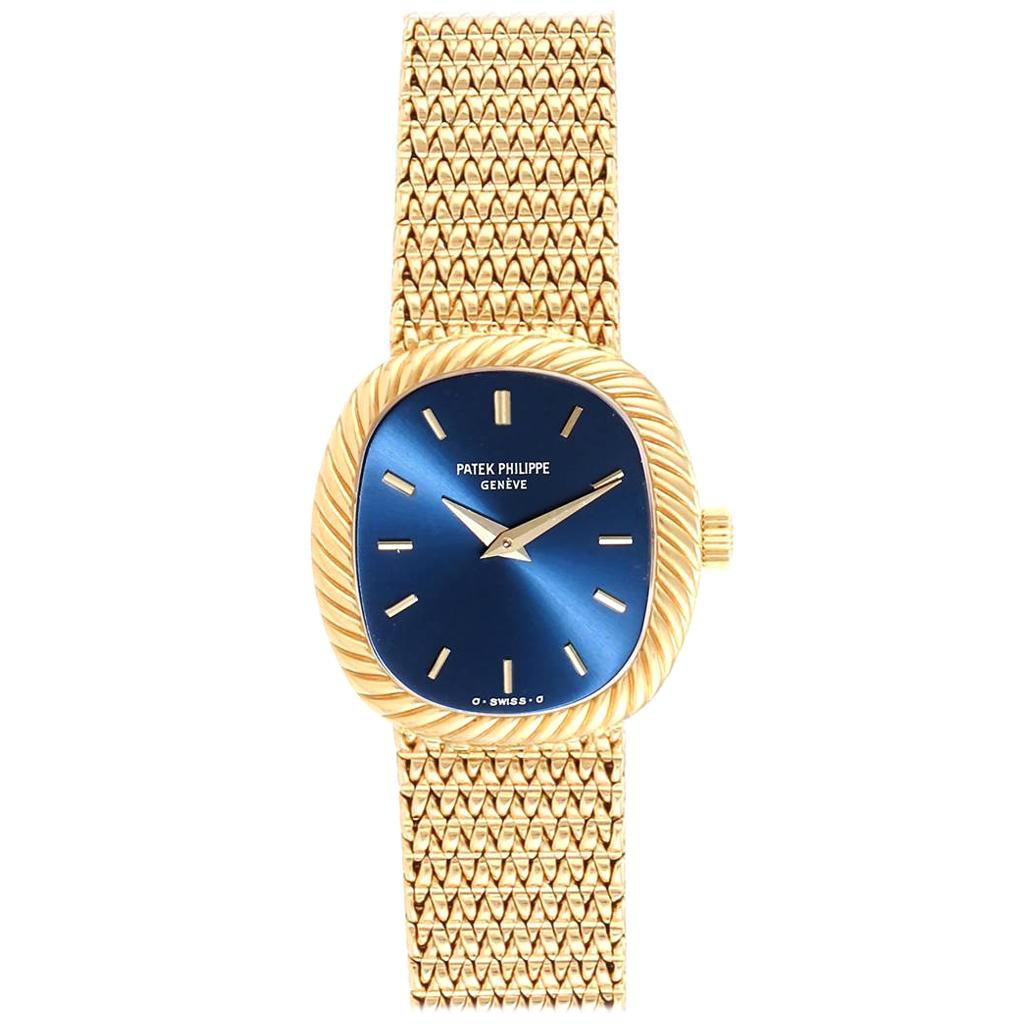 Patek Philippe Golden Ellipse 18 Karat Yellow Gold Blue Dial Men's Watch 4461