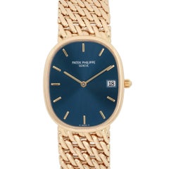 Patek Philippe Golden Ellipse 18K Yellow Gold Blue Dial Watch 3788/17