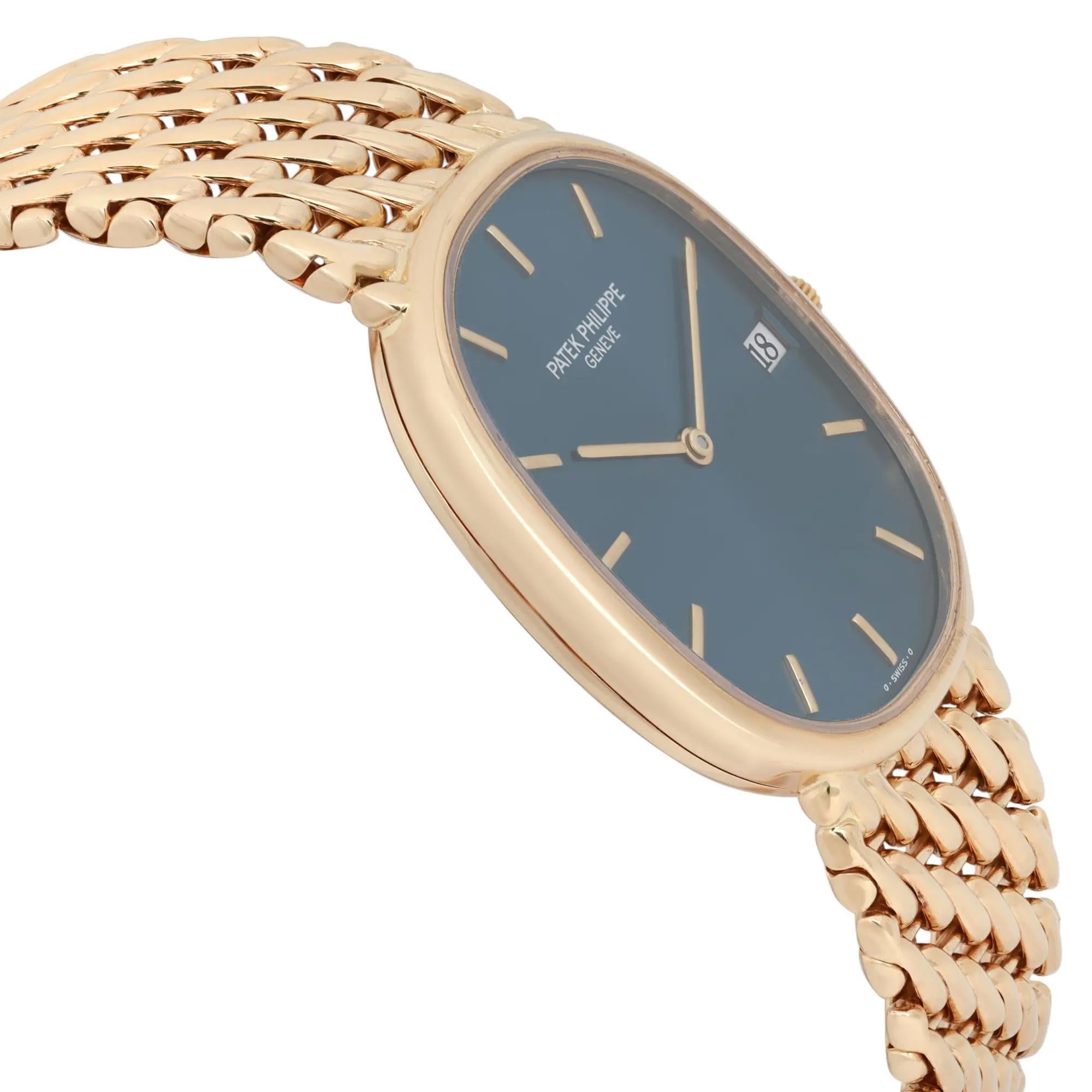 Patek Philippe Golden Ellipse Montre en or jaune 18 carats cadran bleu 3788/17 Unisexe en vente