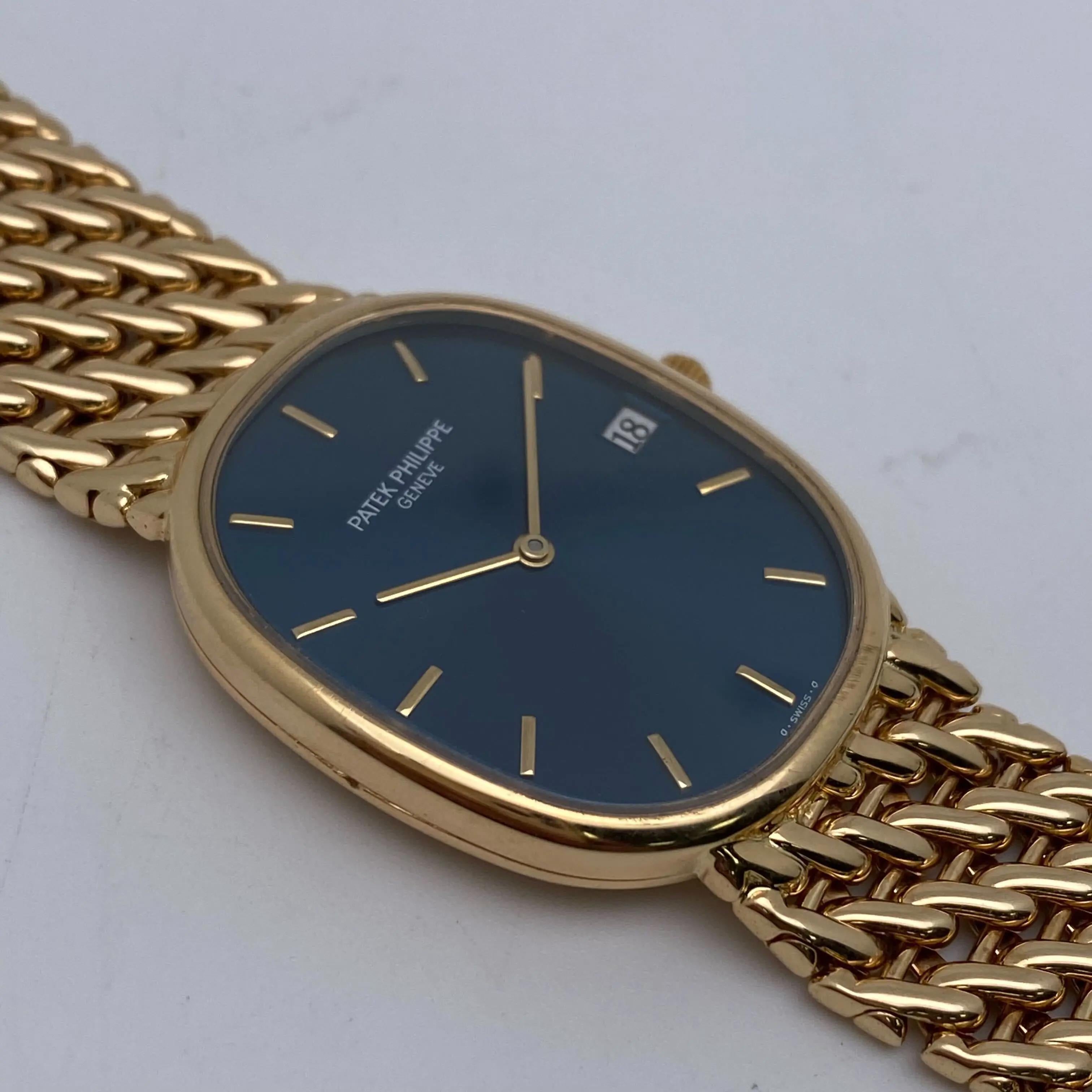 Patek Philippe Golden Ellipse Montre en or jaune 18 carats cadran bleu 3788/17 en vente 4