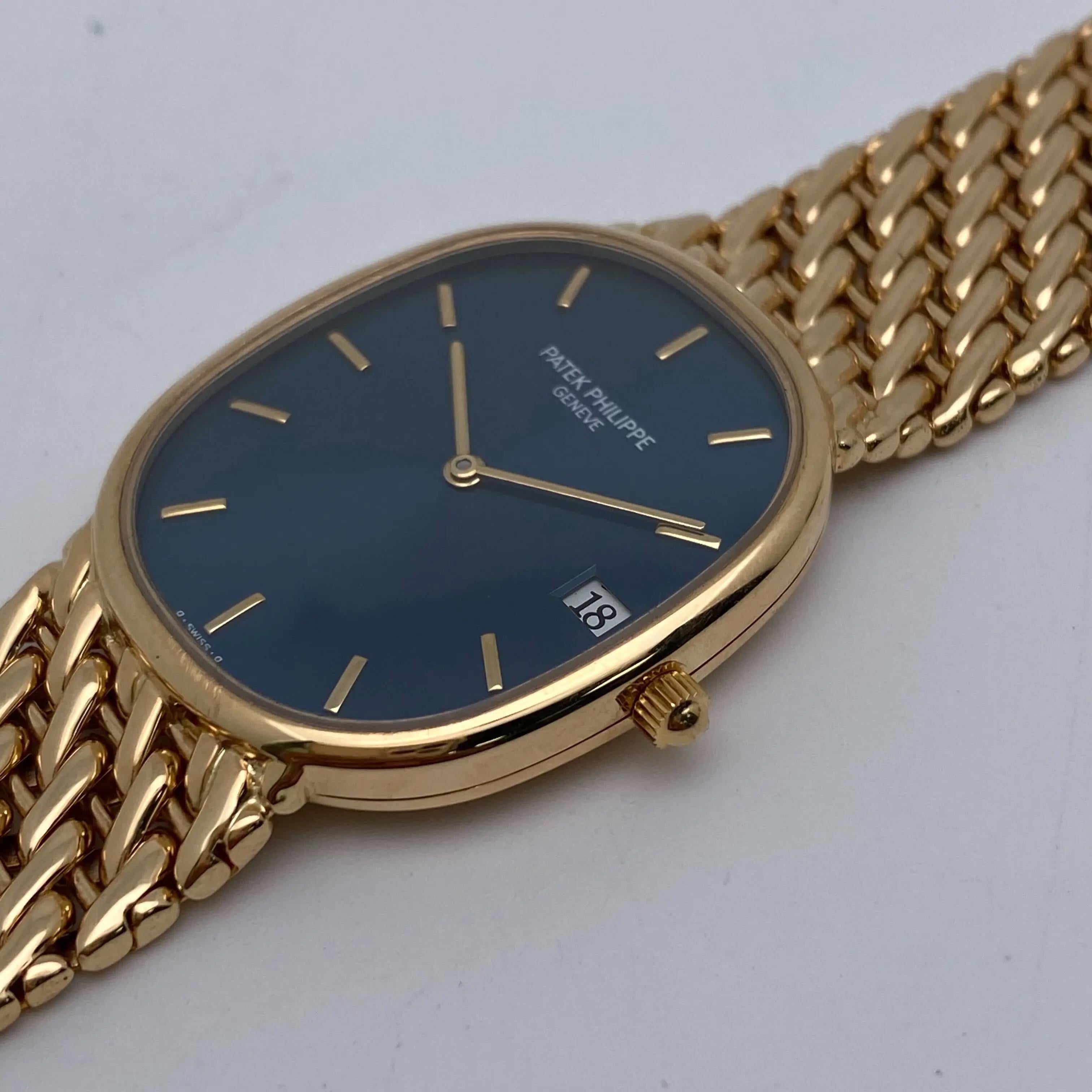 Patek Philippe Golden Ellipse Montre en or jaune 18 carats cadran bleu 3788/17 en vente 5