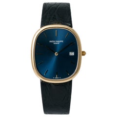 Vintage Patek Philippe Golden Ellipse 3747, Blue Dial, Certified