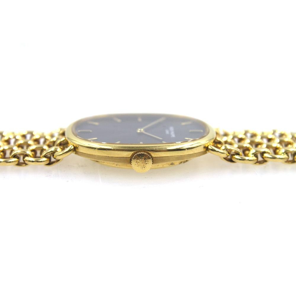 Modern Patek Philippe Golden Ellipse Blue Dial 18 Karat Yellow Gold Watch Style 3848/1