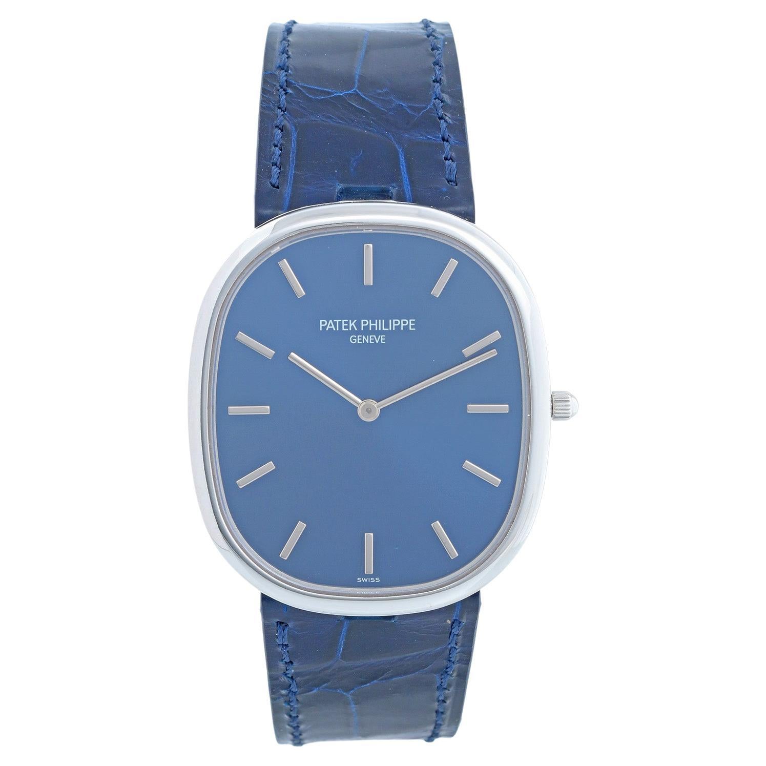 Patek Philippe Golden Ellipse Blue Platinum Men's Watch Ref 5738