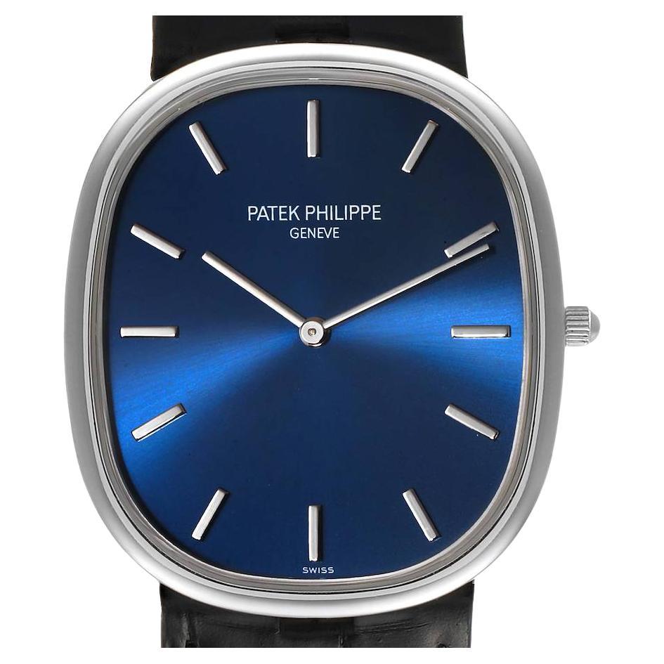 Patek Philippe Golden Ellipse Grande Taille Platinum Blue Dial Watch 5738