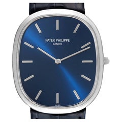 Patek Philippe Golden Ellipse Grande Taille Platinum Blue Dial Watch 5738