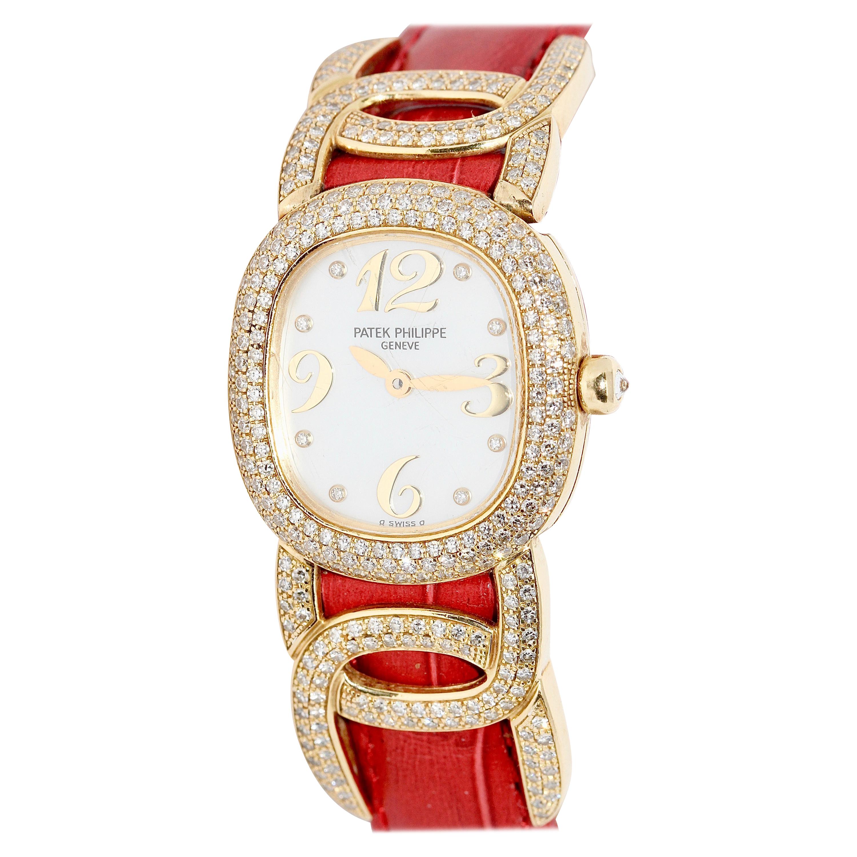 Patek Philippe Golden Ellipse Ladies Wristwatch, with MOP and Diamonds 18K Gold