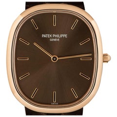 Patek Philippe Golden Ellipse Rose Gold Brown Dial B&P 3738/100R-001 Watch
