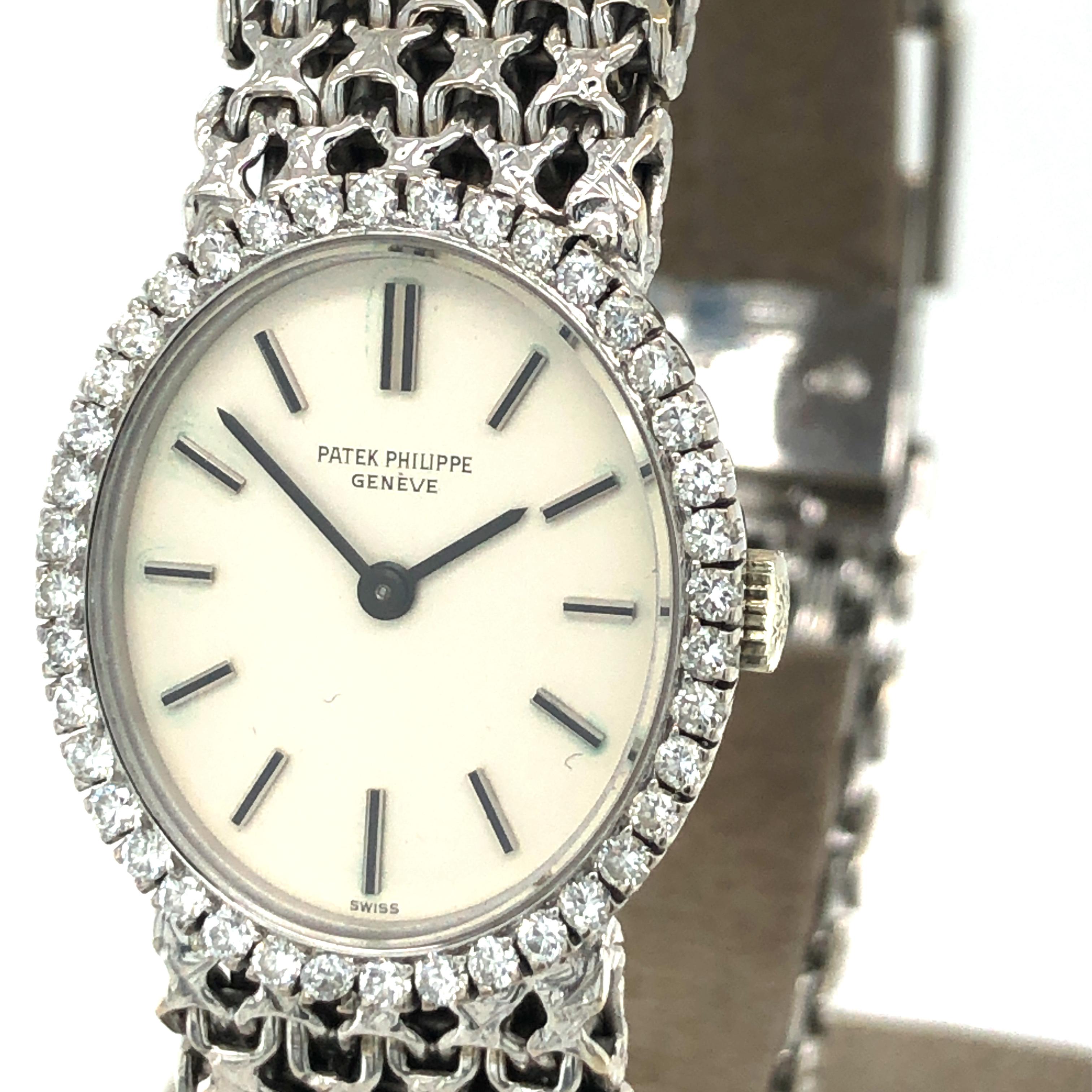 Brilliant Cut Patek Philippe Golden Ellipse Vintage Lady's Diamond Bracelet Watch, Ref. 4178