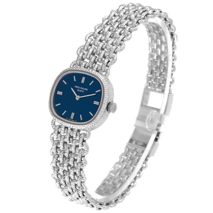 Women's Patek Philippe Golden Ellipse White Gold Blue Dial Ladies Watch 4133