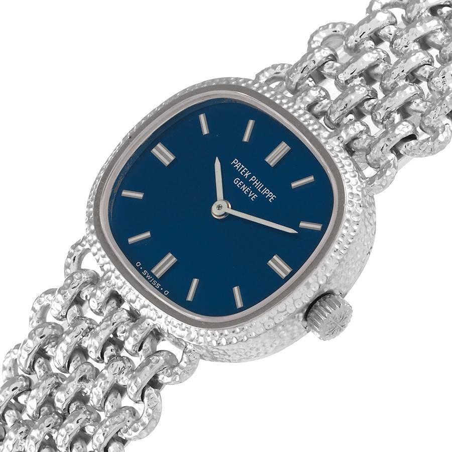 Patek Philippe Golden Ellipse White Gold Blue Dial Ladies Watch 4133 1