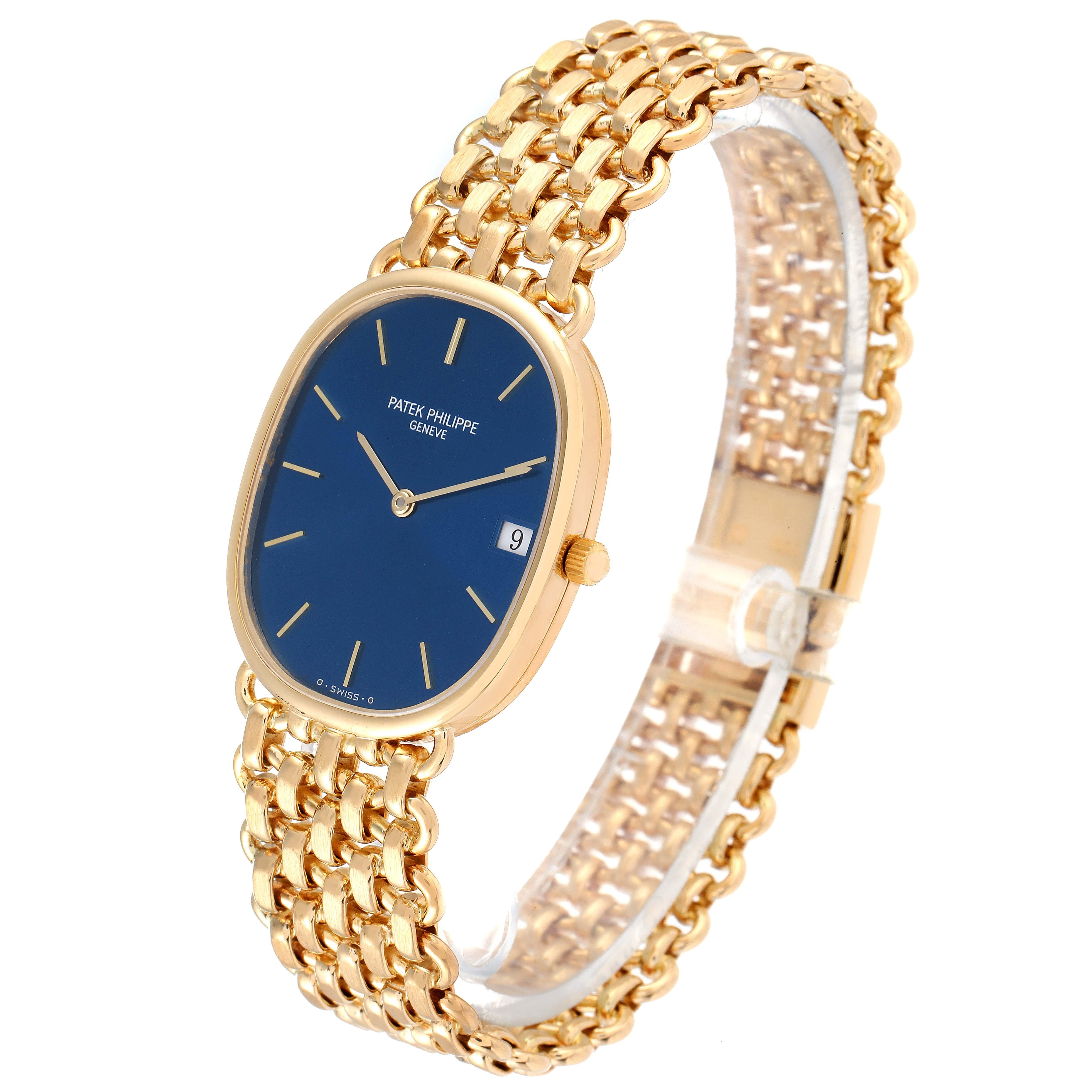 Patek Philippe Golden Ellipse Yellow Gold Blue Dial Ladies Watch 3788 1