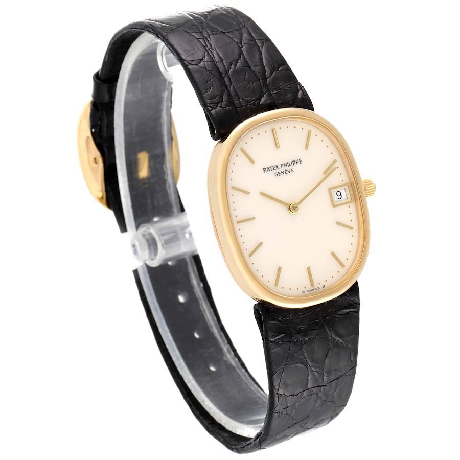 Goldene Ellipsen-Herrenuhr von Patek Philippe mit elfenbeinfarbenem Zifferblatt 3788 im Zustand „Hervorragend“ im Angebot in Atlanta, GA
