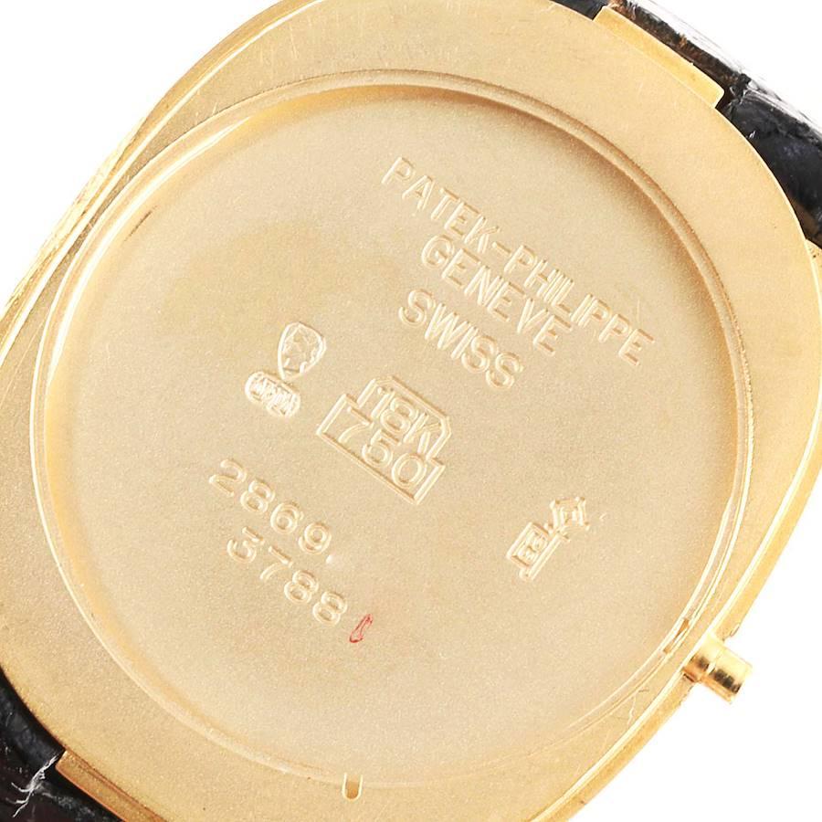 Goldene Ellipsen-Herrenuhr von Patek Philippe mit elfenbeinfarbenem Zifferblatt 3788 im Angebot 4