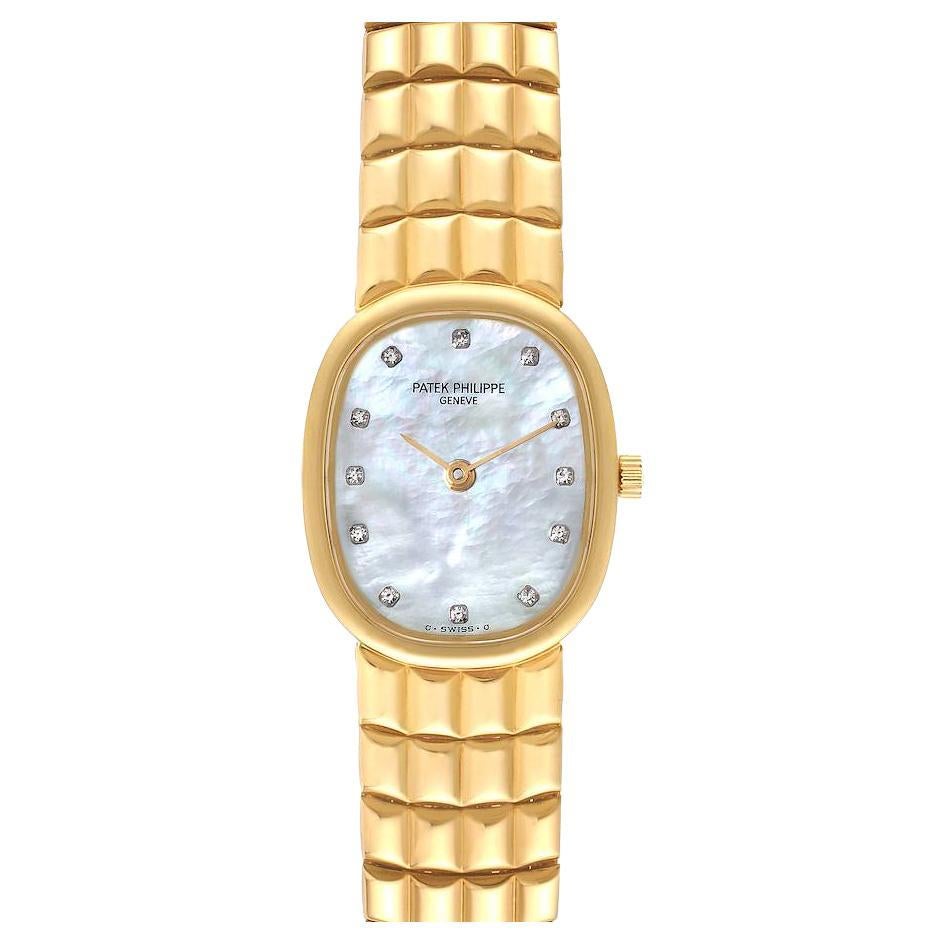 Patek Philippe Golden Ellipse Yellow Gold MOP Diamond Ladies Watch 4764