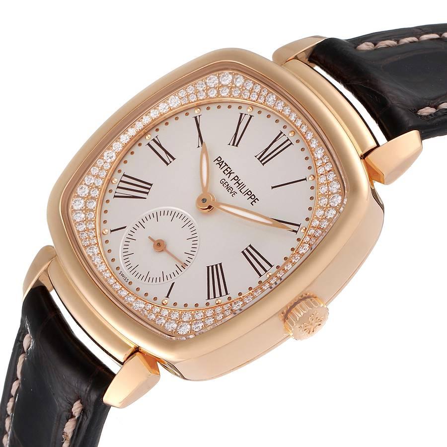 Patek Philippe Montre Gondolo en or rose 18 carats et diamants pour femmes 7041 en vente 1