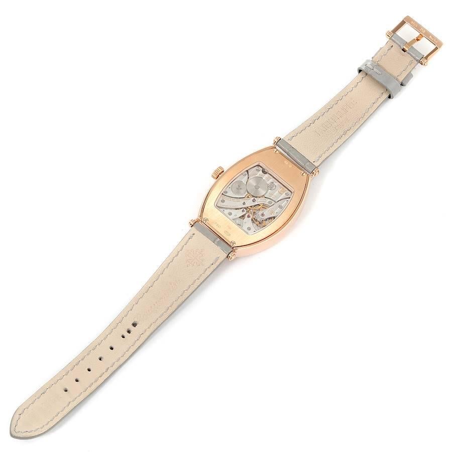 Patek Philippe Gondolo 18k Rose Gold Grey Strap Mens Watch 5098R For Sale 5