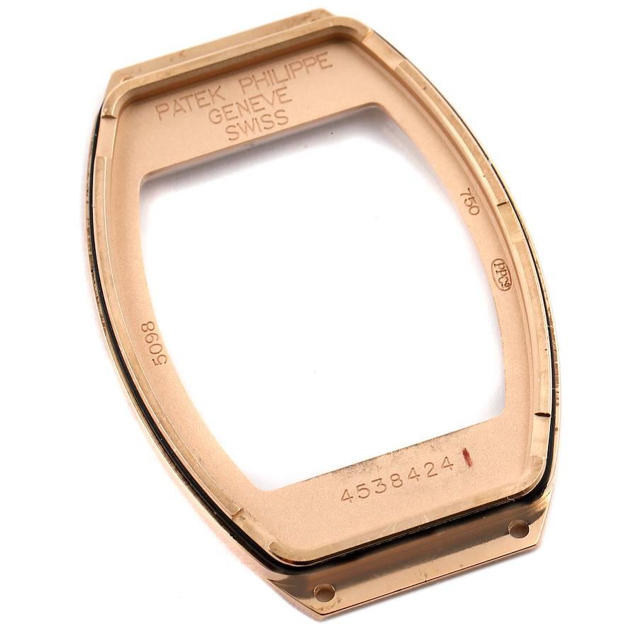 Men's Patek Philippe Gondolo 18k Rose Gold Grey Strap Mens Watch 5098R For Sale