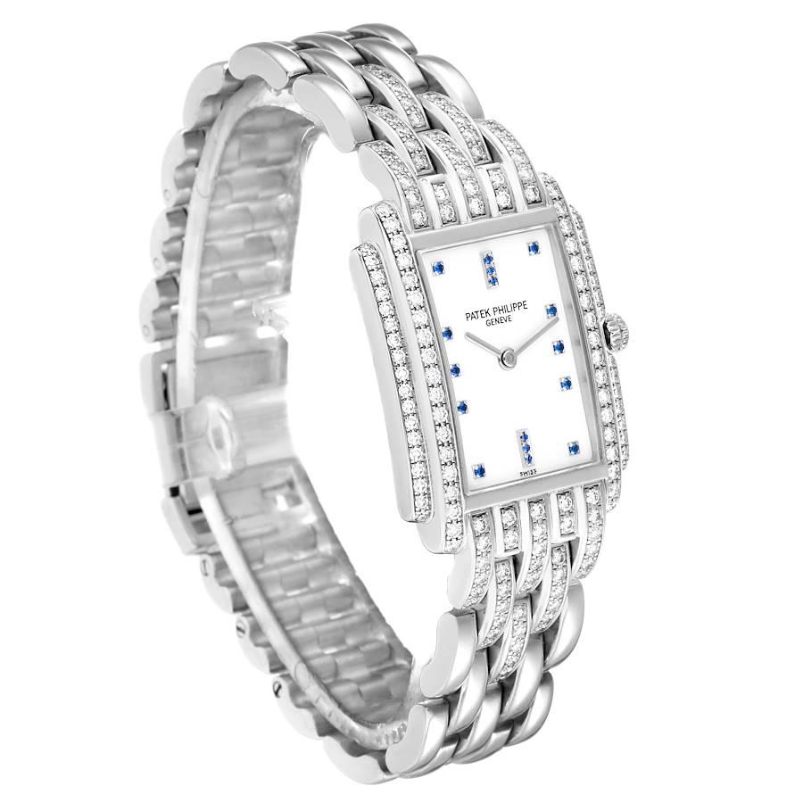 Orologio da donna Patek Philippe Gondolo in oro bianco 18 carati con diamanti 4825 In condizioni ottime in vendita a Atlanta, GA