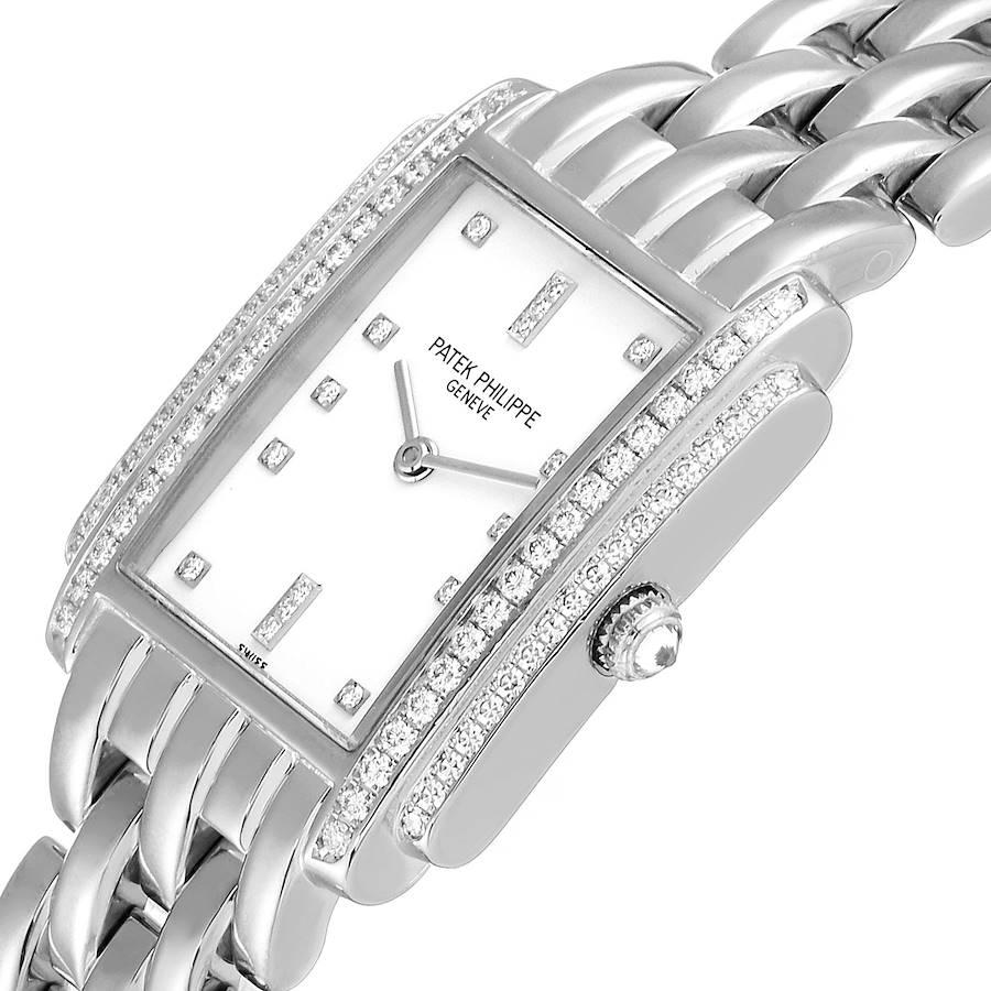 Damenuhr, Patek Philippe Gondolo, 18 Karat Weißgold Diamant 4825 2