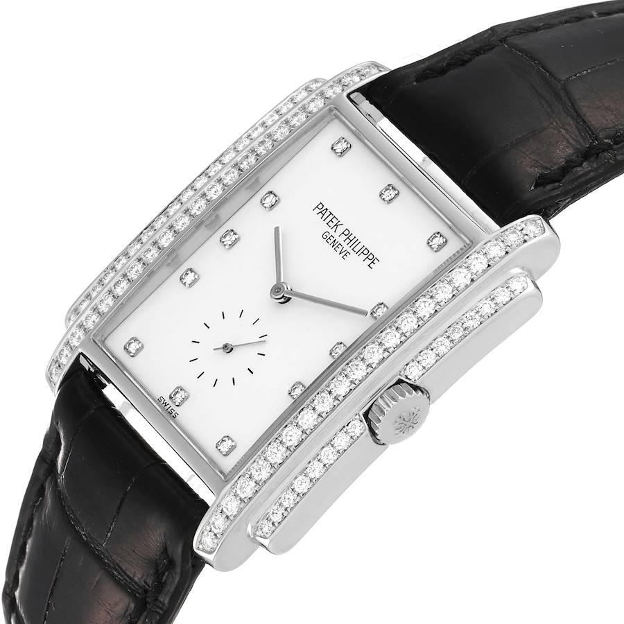 Patek Philippe Gondolo 18k White Gold Diamond Mens Watch 5025 In Excellent Condition For Sale In Atlanta, GA