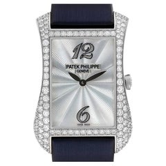 Retro Patek Philippe Gondolo 18k White Gold MOP Diamond Ladies Watch 4972