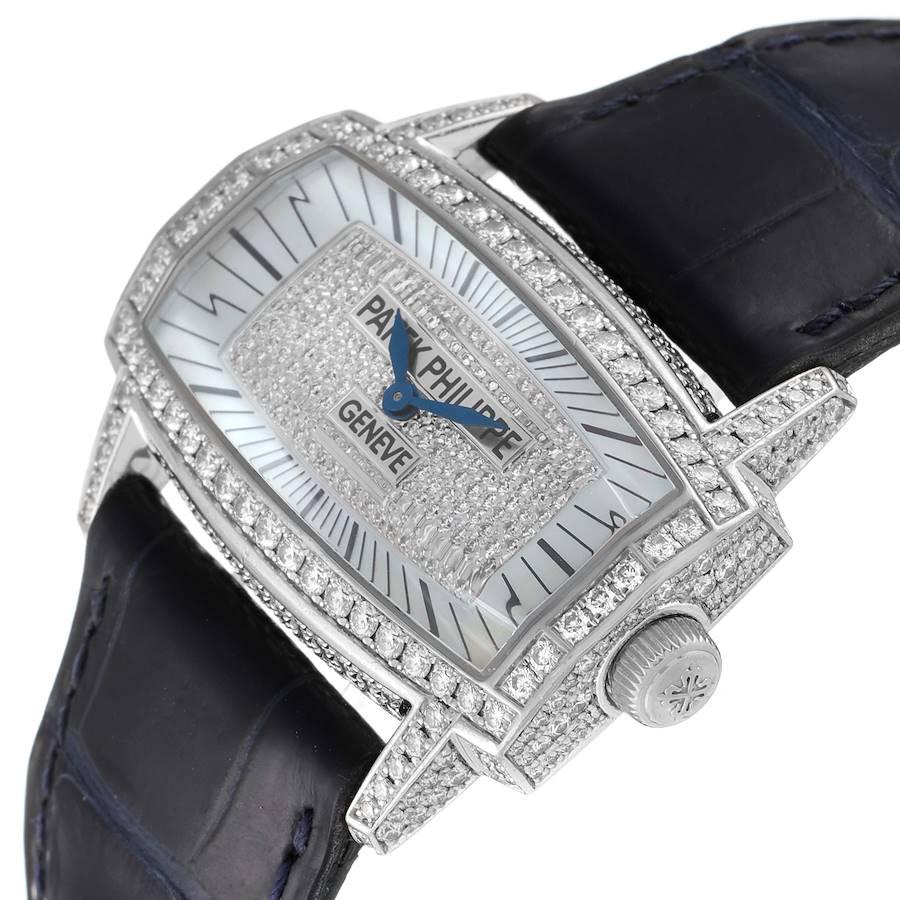 Patek Philippe Gondolo 18k White Gold MOP Diamond Ladies Watch 4992 Papers In Excellent Condition In Atlanta, GA