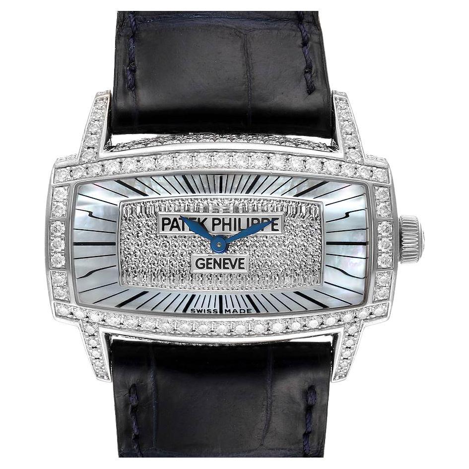 Patek Philippe Gondolo 18k White Gold MOP Diamond Ladies Watch 4992 Papers