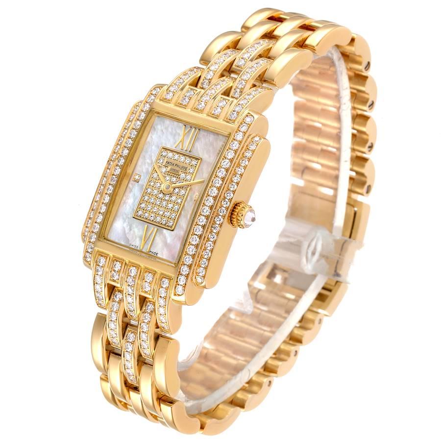 Patek Philippe Gondolo 18k Gelbgold MOP Diamant Damenuhr 4825 Papiere im Angebot 1