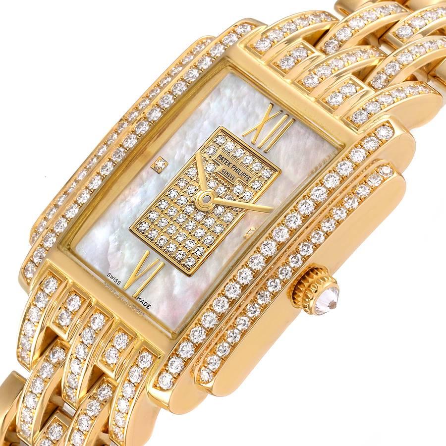 Patek Philippe Gondolo 18k Gelbgold MOP Diamant Damenuhr 4825 Papiere im Angebot 2
