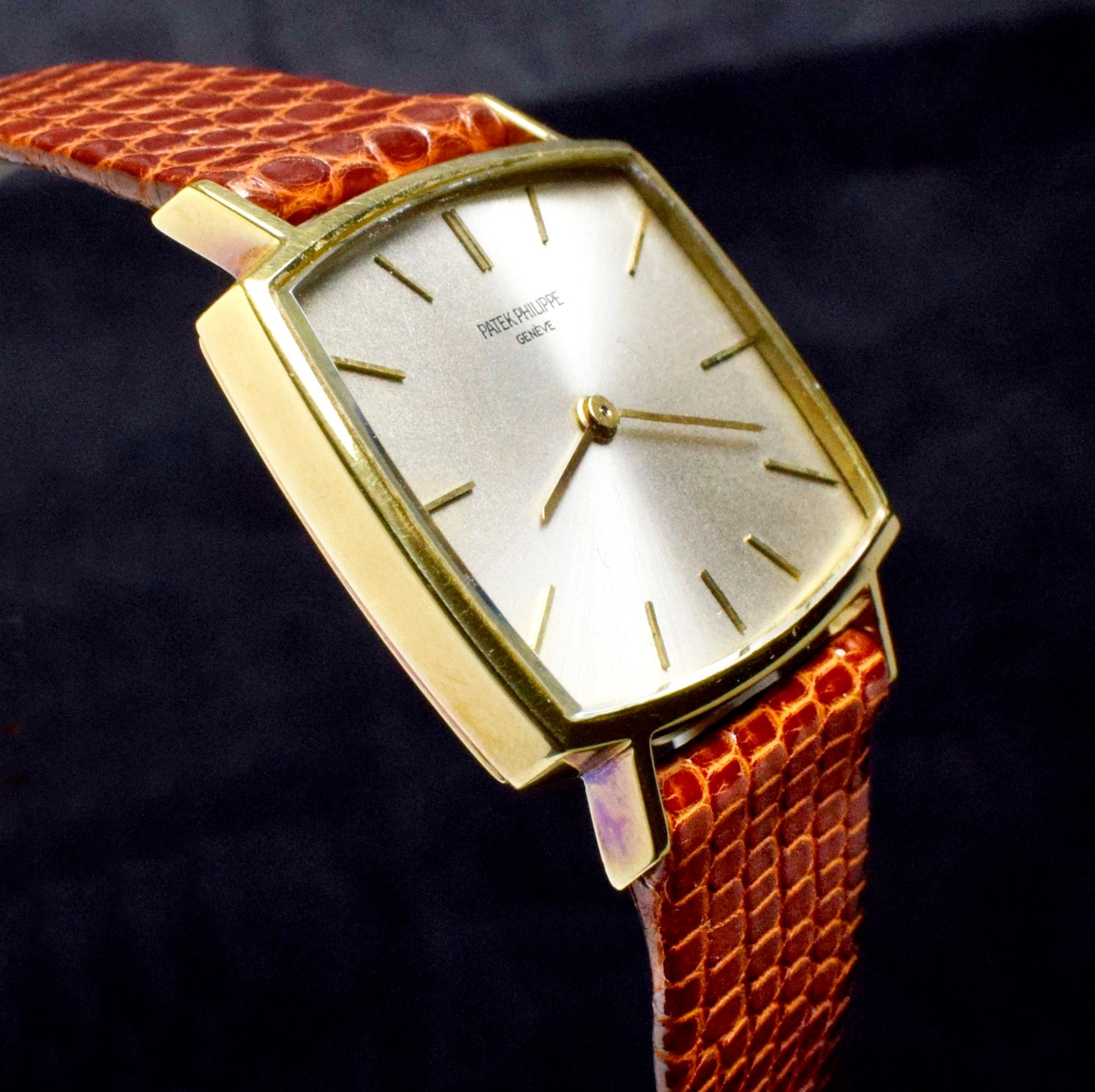 Patek Philippe Gondolo 18K Gelbgold Silber Zifferblatt 3527 mit Box und Papier, 1966er Jahre 1