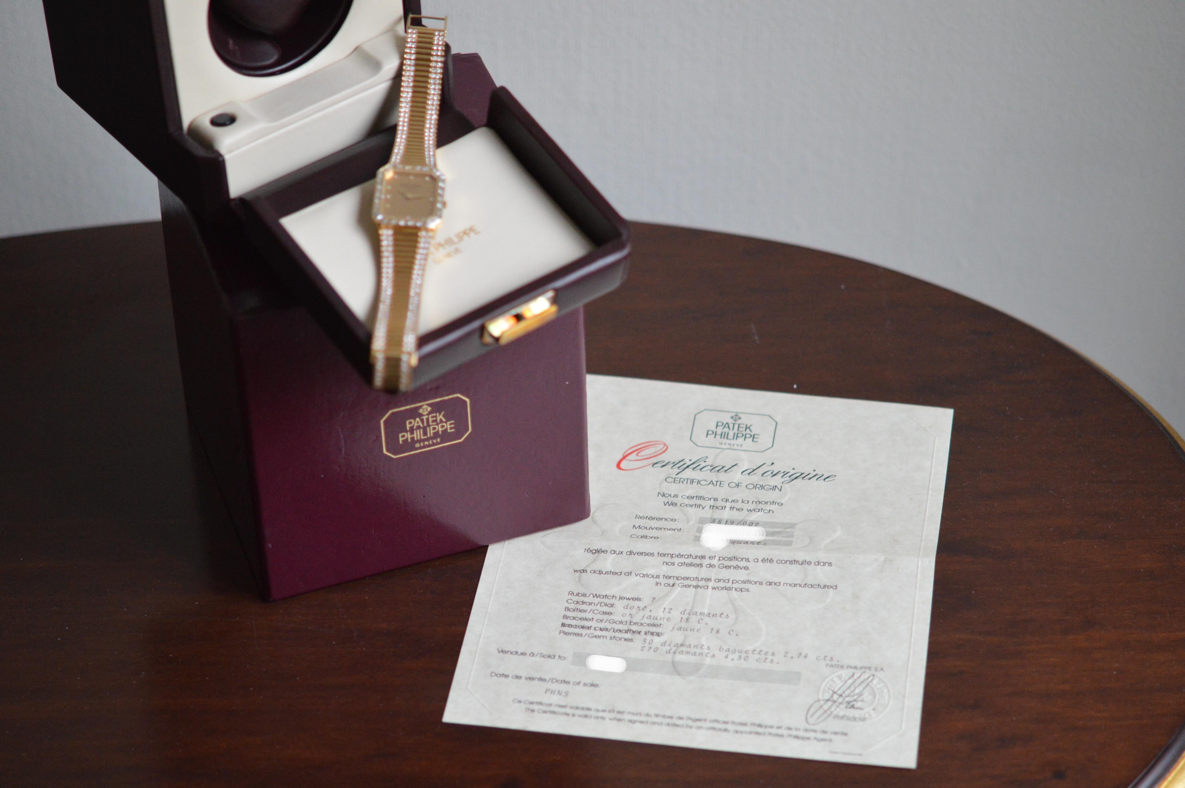 Patek Philippe Gondolo 3819/002 18K Yellow Gold Diamonds Unworn Full Set In New Condition For Sale In Geneva, CH