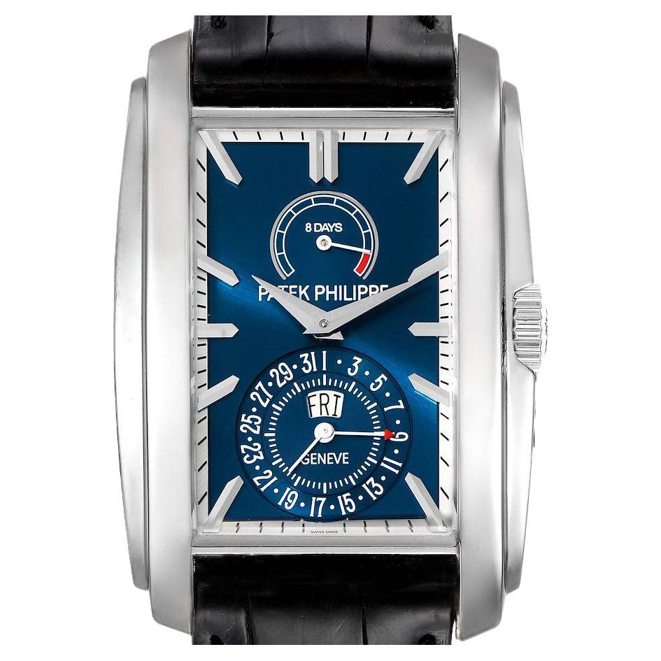 Patek Philippe Gondolo Day Date White Gold Blue Dial Mens Watch 5200