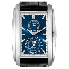 Patek Philippe Gondolo Day Date White Gold Blue Dial Mens Watch 5200