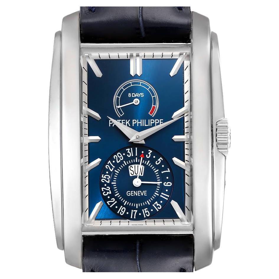 Patek Philippe Gondolo Day Date White Gold Blue Dial Mens Watch 5200