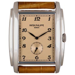 Used Patek Philippe Gondolo Gents 18 Karat White Gold Rose Dial 5124G-001