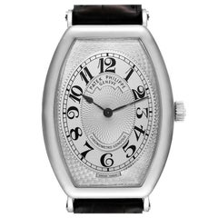 Patek Philippe Gondolo Platinum Black Strap Mens Watch 5098 Papers