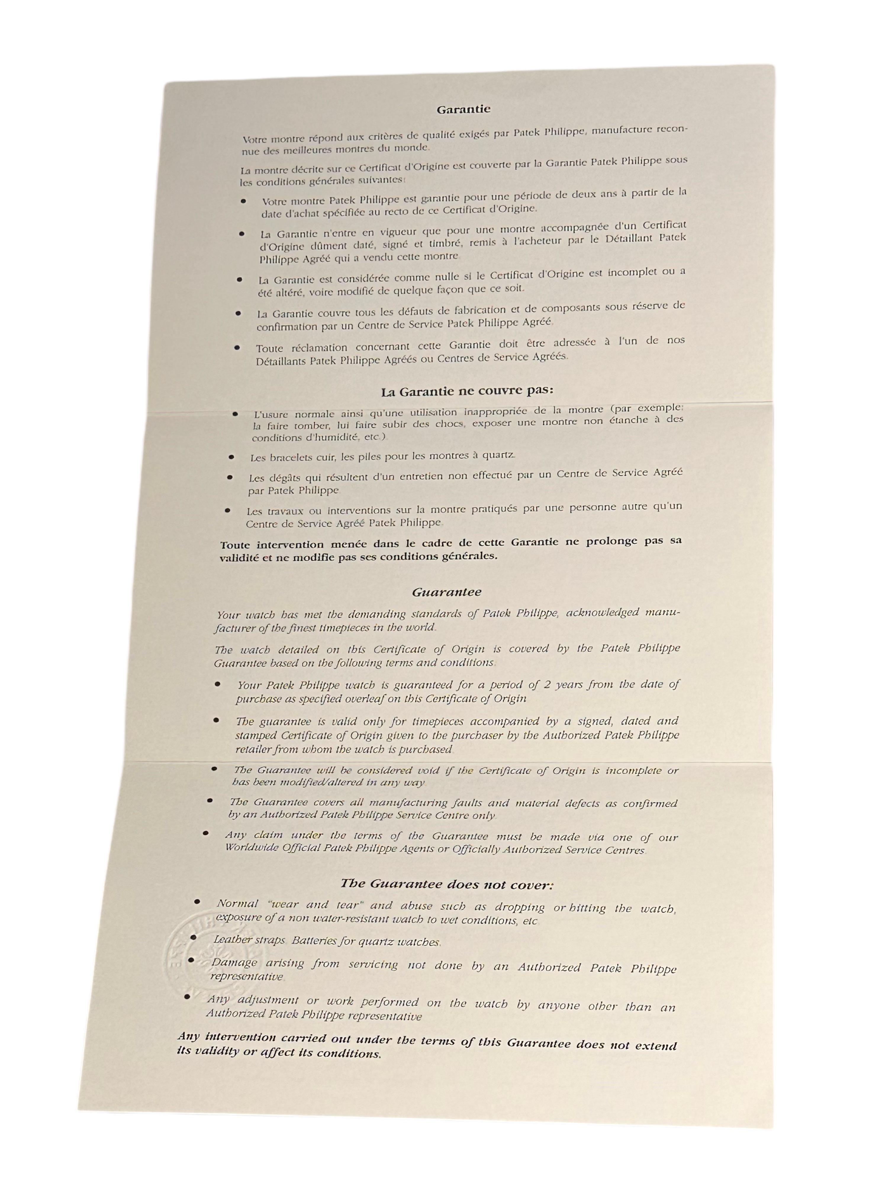 Patek Philippe Gondolo, platino, meccanico, scatola e documenti completi, ref. 5098P in vendita 12