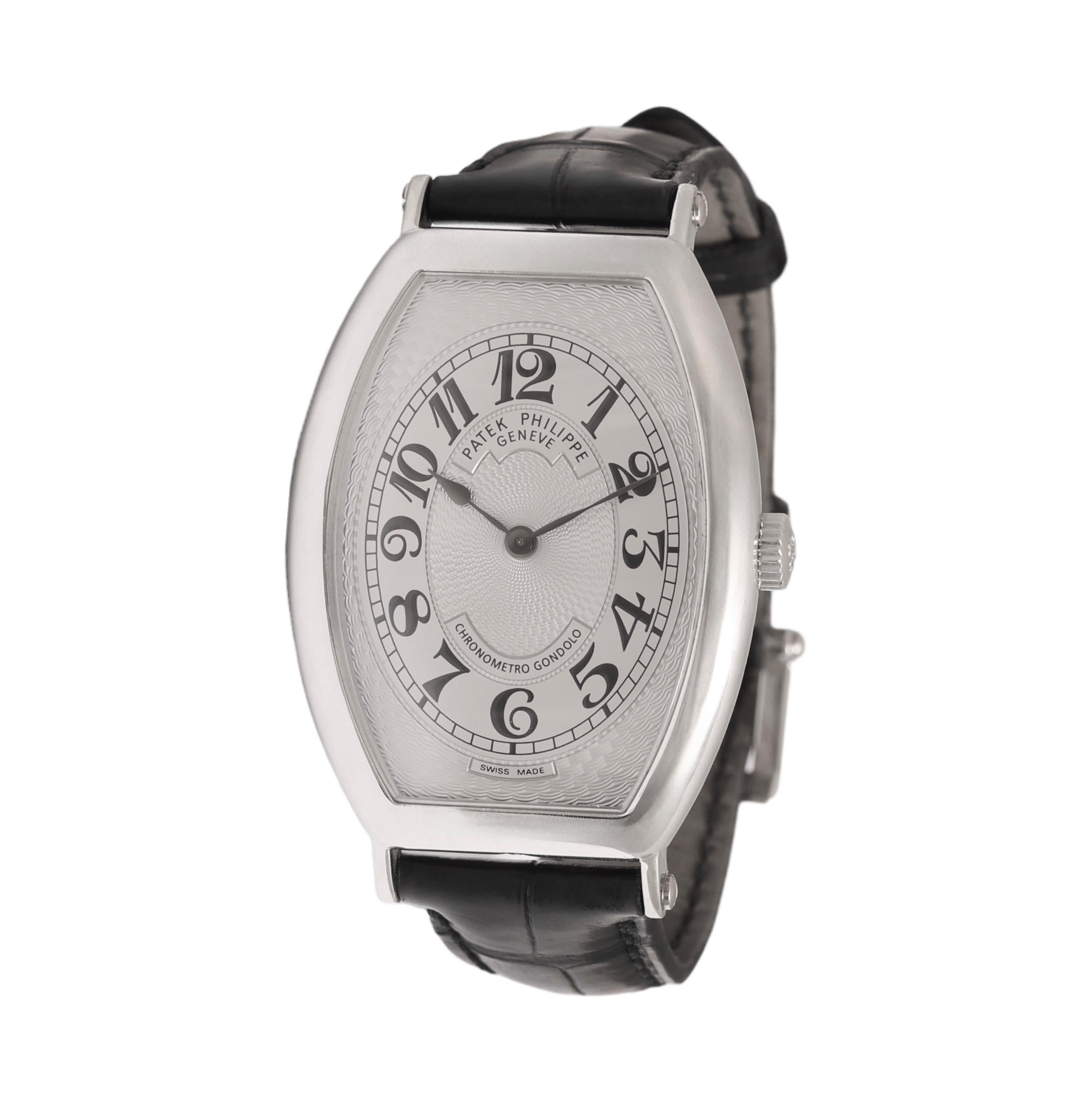 Patek Philippe Gondolo, platino, meccanico, set completo con scatola e documenti Orologio da collezione Referenza 5098P

Modello: Gondolo

Riferimento: 5098P

Movimento: Movimento meccanico a carica manuale, Calibro 25-21 REC

Cassa: forma Tonneau,