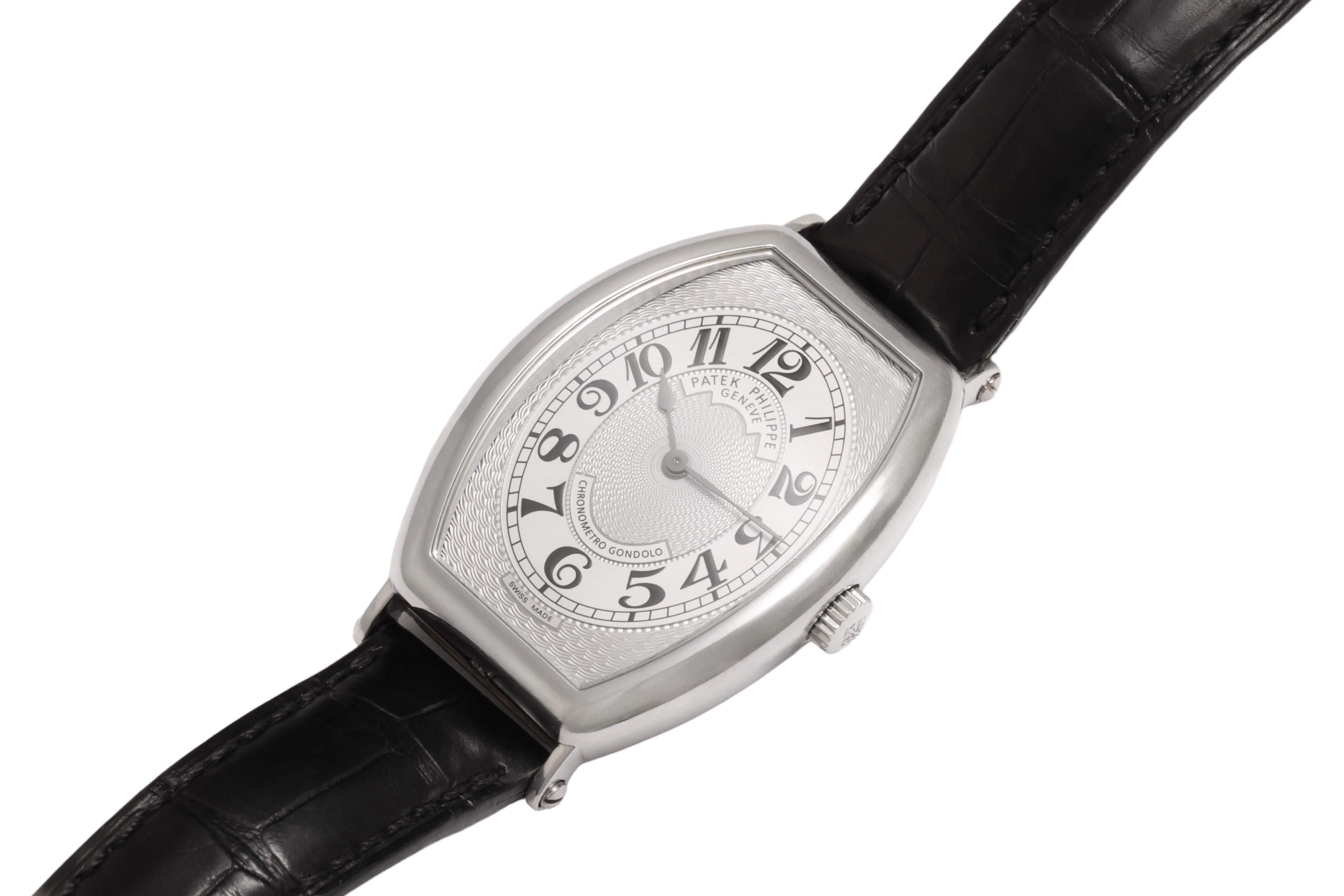 Artigiano Patek Philippe Gondolo, platino, meccanico, scatola e documenti completi, ref. 5098P in vendita