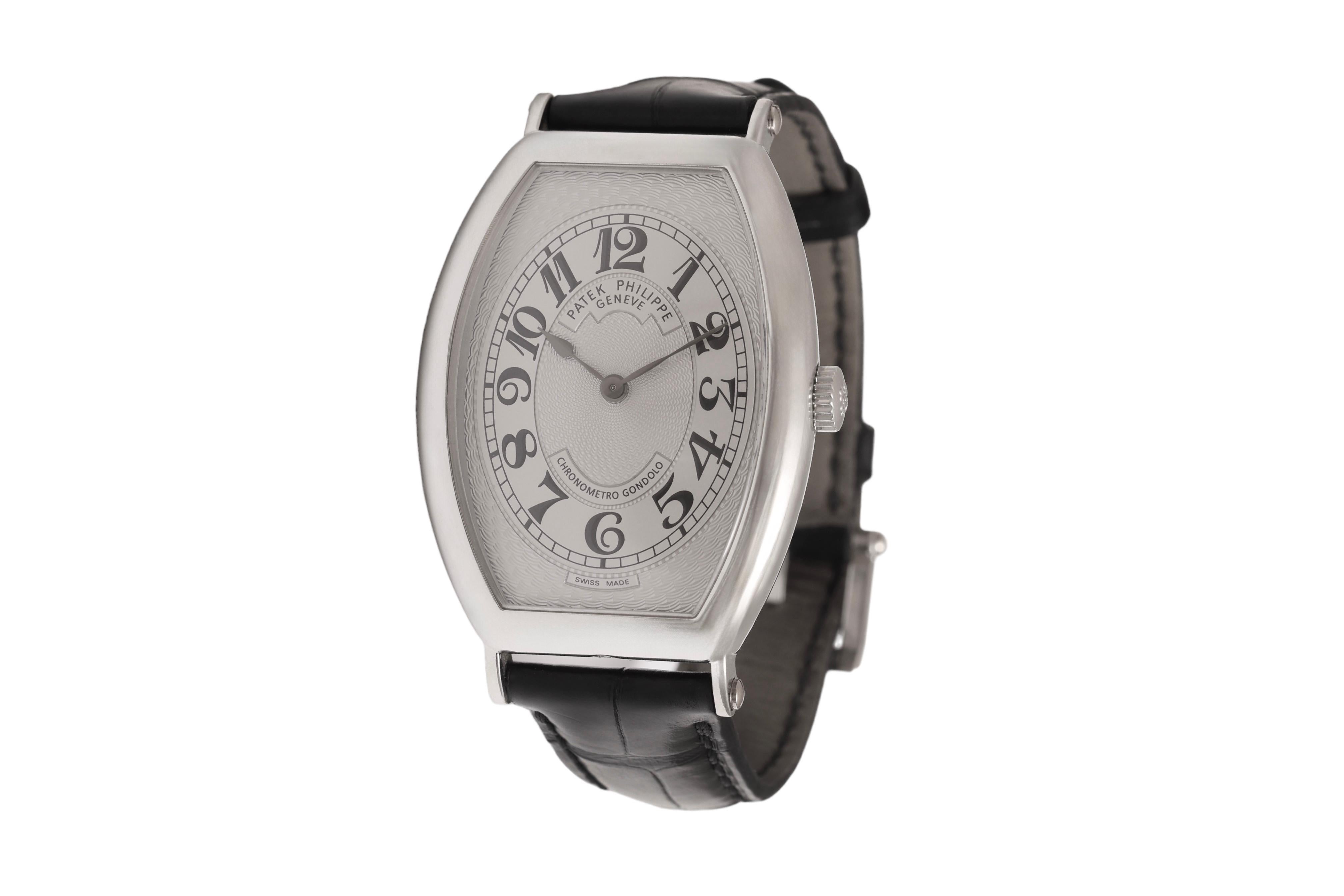 Patek Philippe Gondolo, platino, meccanico, scatola e documenti completi, ref. 5098P In condizioni ottime in vendita a Antwerp, BE
