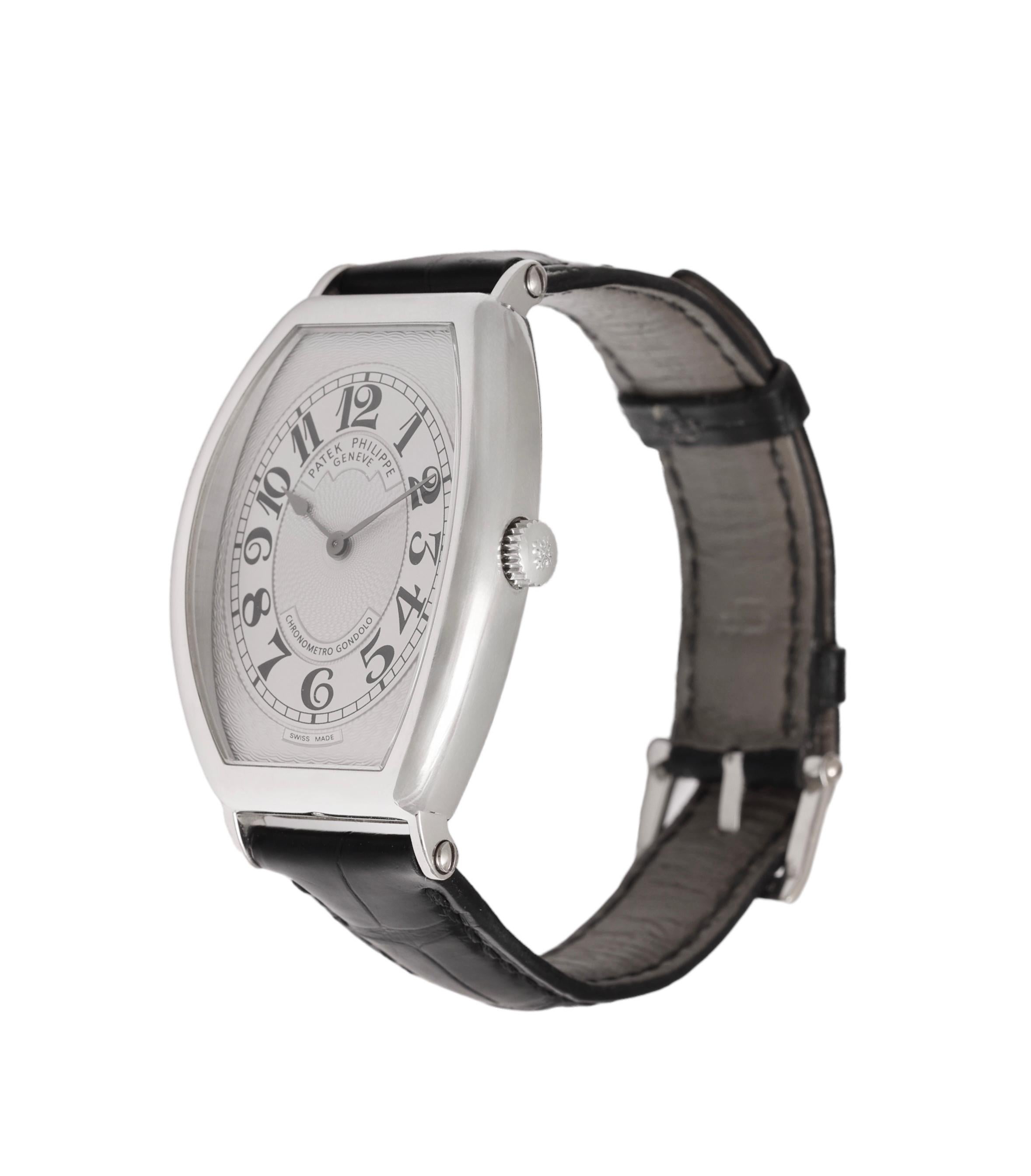 Patek Philippe Gondolo, platino, meccanico, scatola e documenti completi, ref. 5098P in vendita 1