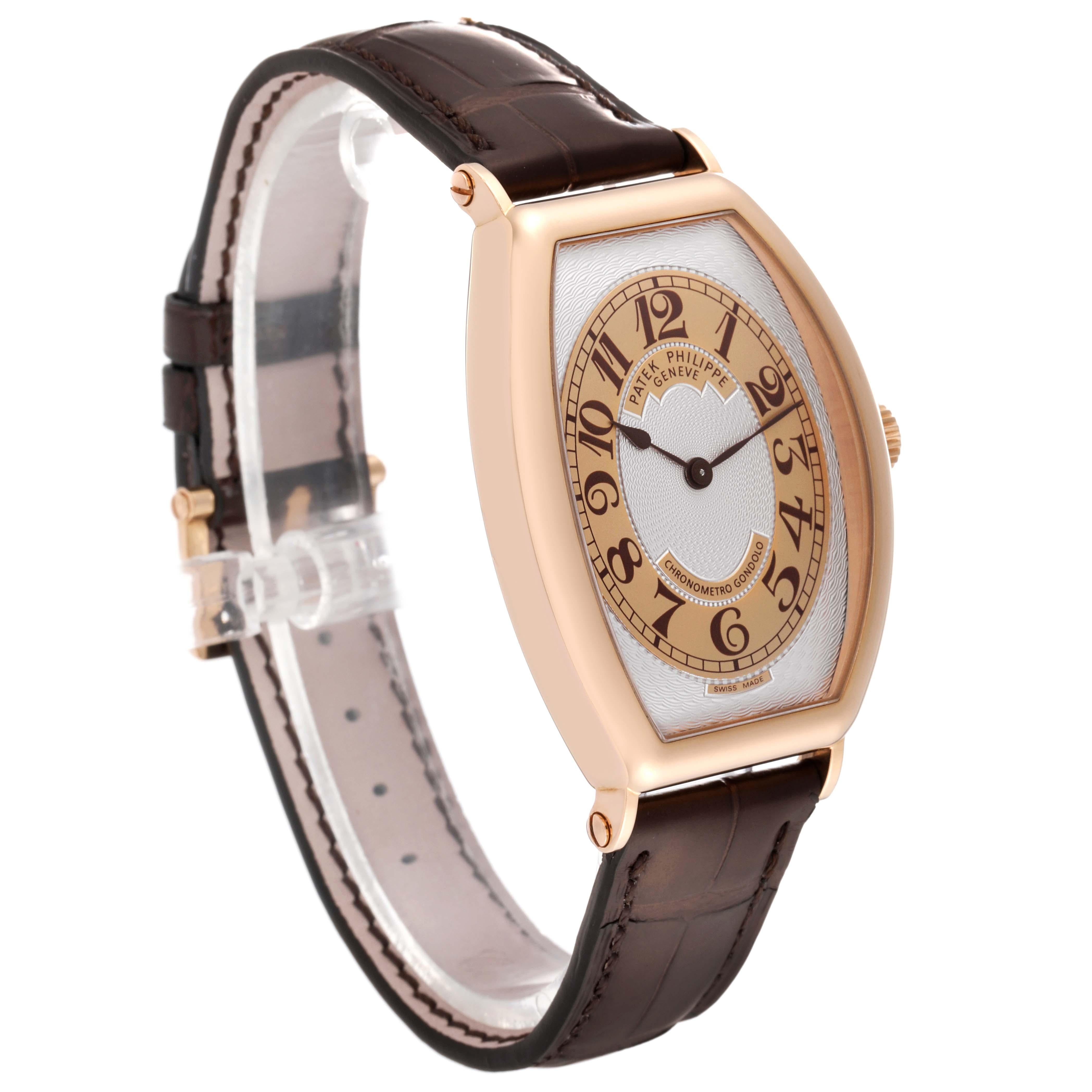 Patek Philippe Gondolo Rose Gold Brown Strap Mens Watch 5098 Box Papers For Sale 7