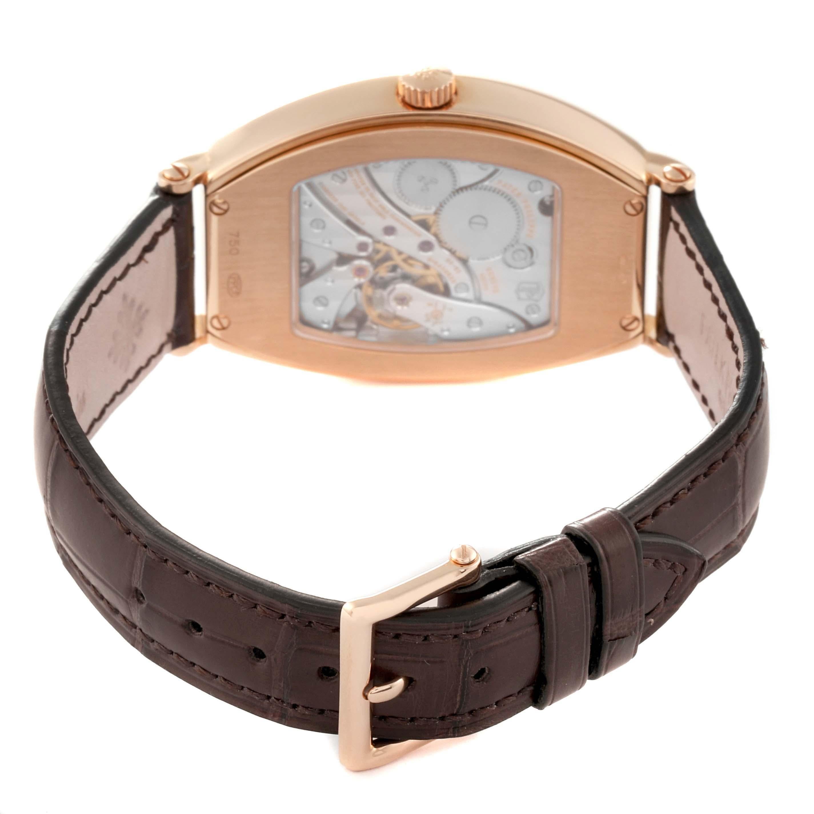 Men's Patek Philippe Gondolo Rose Gold Brown Strap Mens Watch 5098 Box Papers For Sale